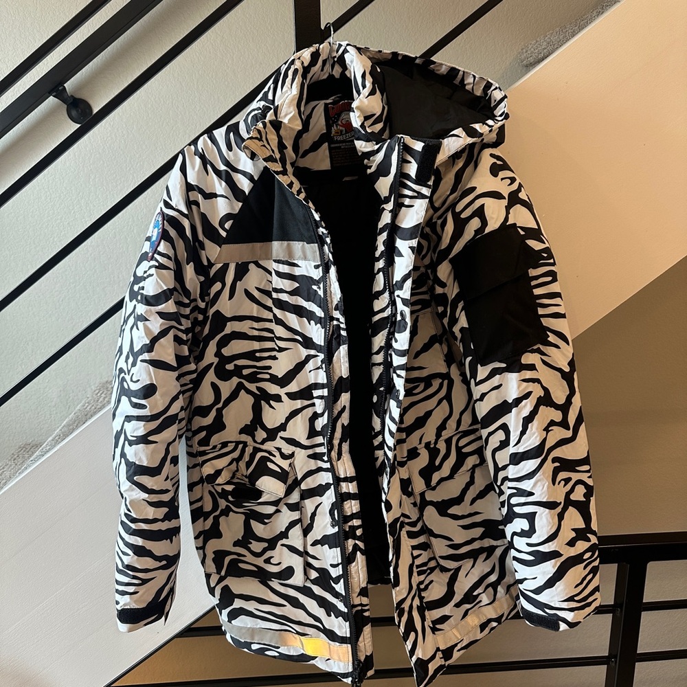 Zebra Print Hooded Winter Freezer Jacket